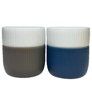 Royal Copenhagen Fluted Contrast Mugs - Set of 2 - Blue Gray 12 oz #495 EUC